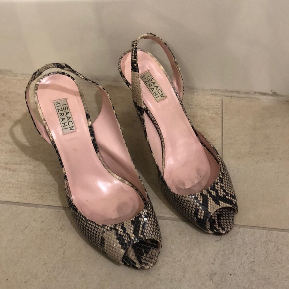 Isaac Mizrahi snake skin heels size 10 - Picture 1 of 3